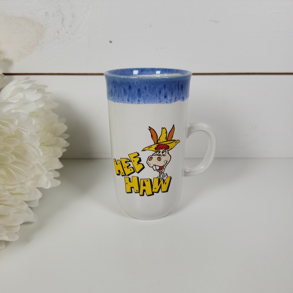 Vintage Hee Haw Donkey Coffee Mug w/ Blue Band | Nostalgic TV Show | Japan Made